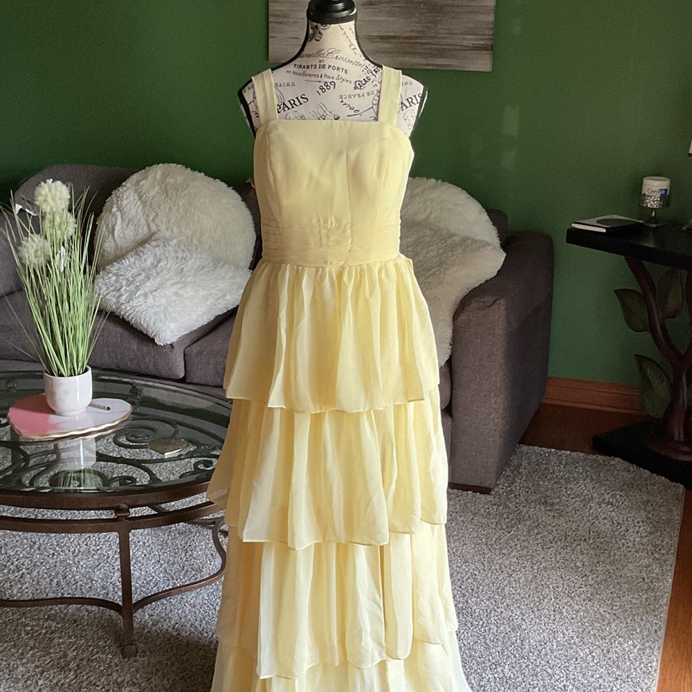 Sunny Yellow Layered Maxi Dress, NWT, Size 8